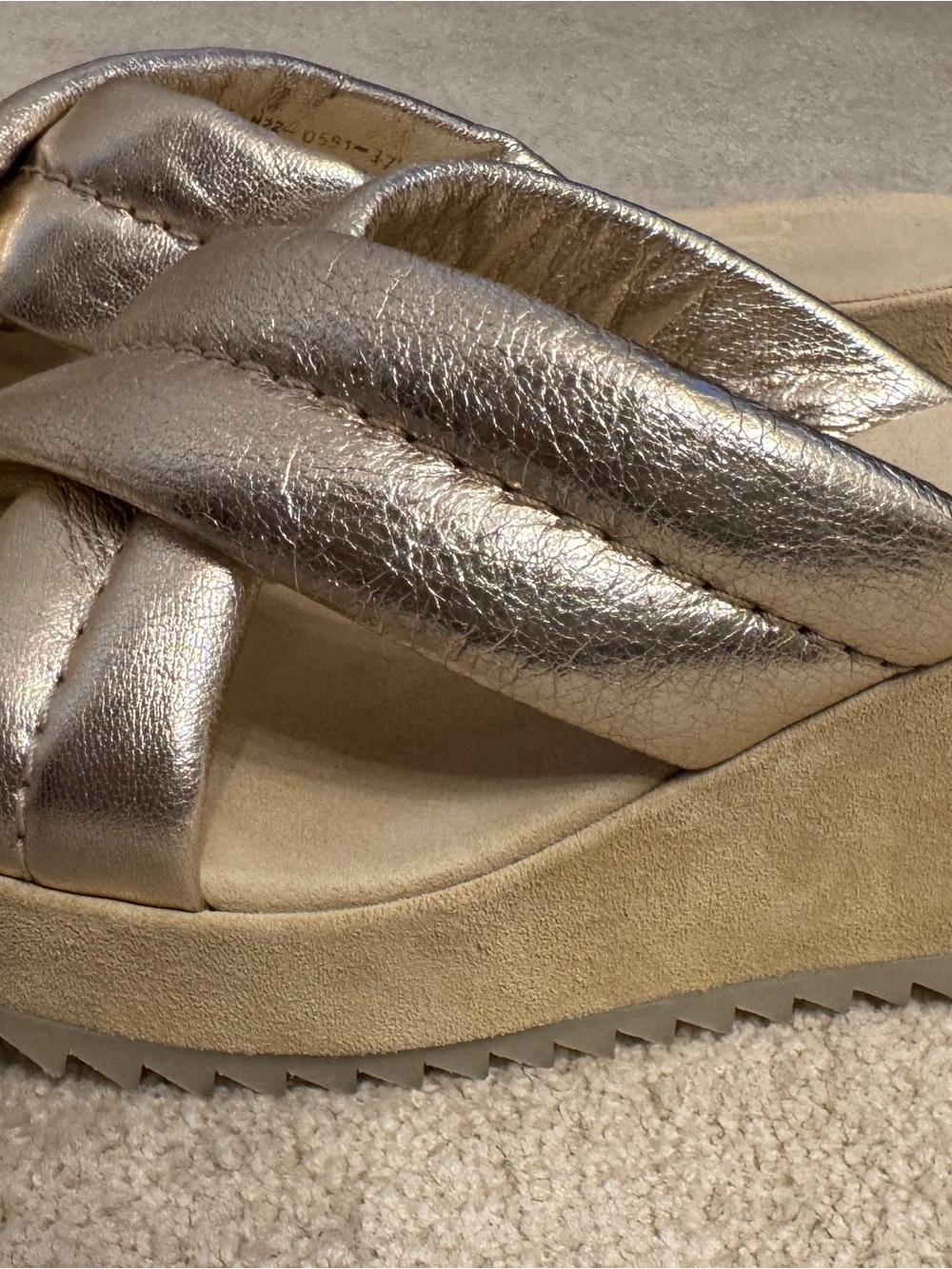 Pedro Garcia Metallic Rose-Gold Platform Slide Sandal - Picture 2 of 9